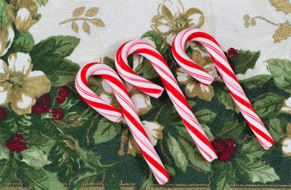 candy canes on holiday cloth