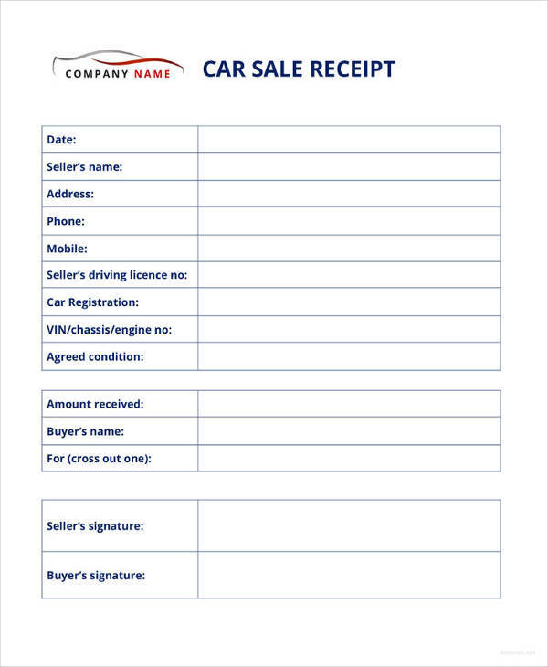 14 Car Sale Receipt Templates DOC PDF