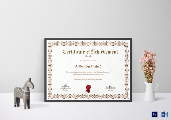 certificate of badminton participation achievement template