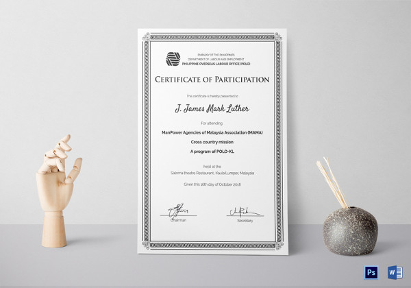 certificate of participation template download