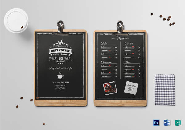 chalk board coffee menu template