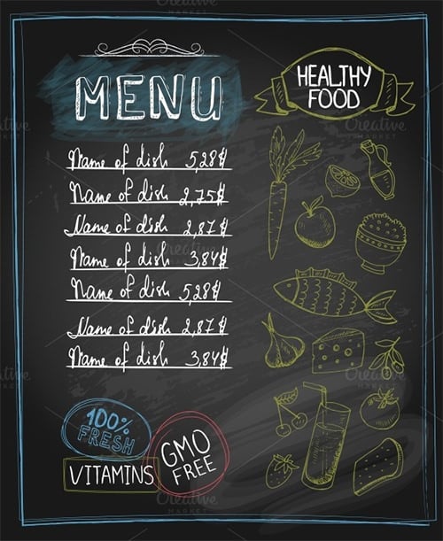 chalkboard healthy food menu template