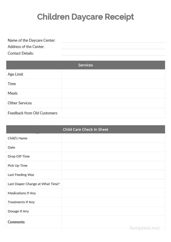 21+ Daycare Receipt Templates PDF, DOC