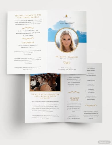 christian funeral obituary brochure template