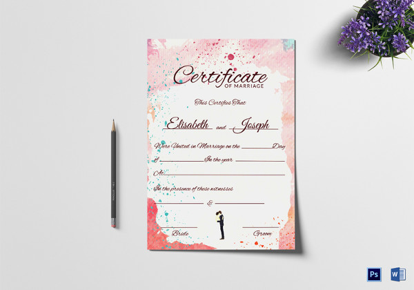 Marriage Certificate Template - 13+ Word, PDF, PSD Format Download