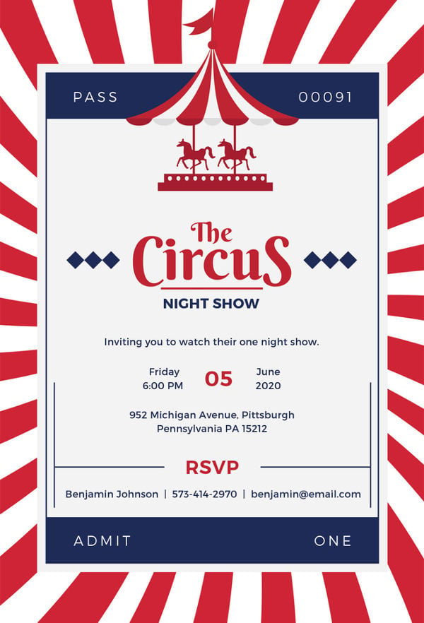 Circus Party Invitation Template 24 Free JPG PSD Format Download Free Premium Templates