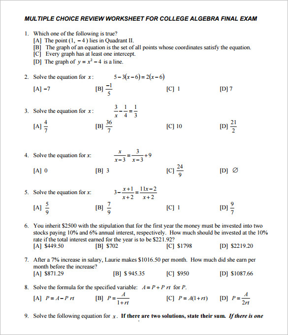 college algebra concepts and contexts