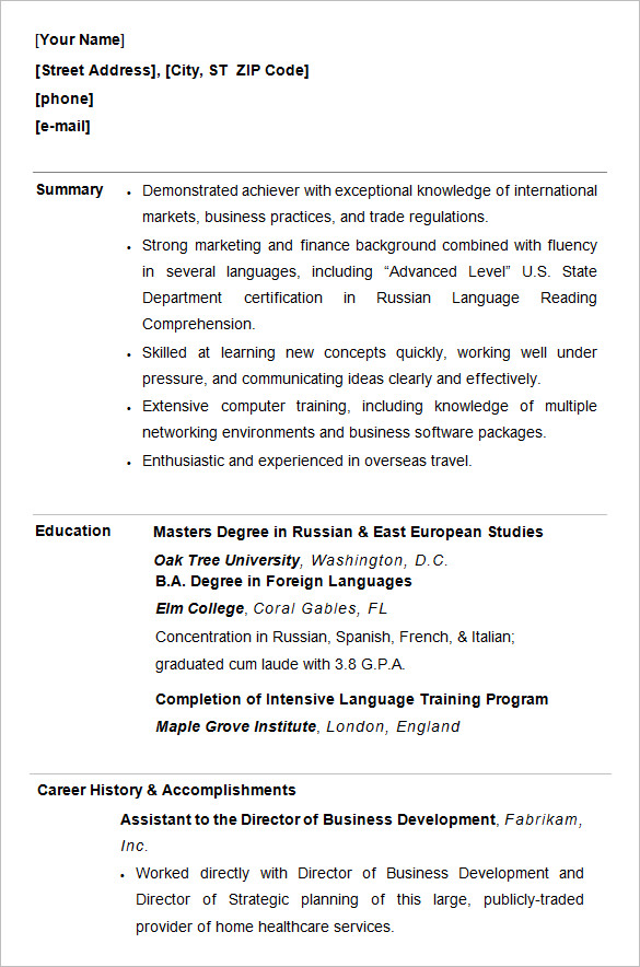 Resume Template College Grad from images.template.net