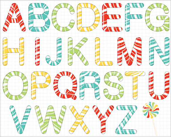 colourful candy cane alphabet letters