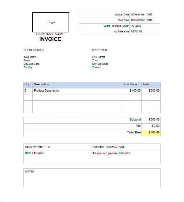 commercial invoice format template free