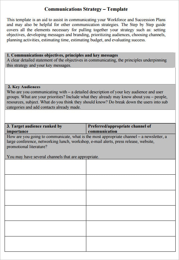 communications strategy – template