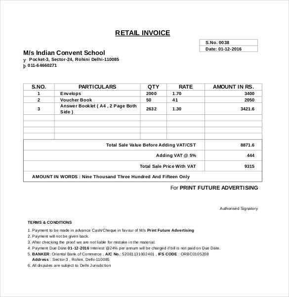 computer generated invoice format