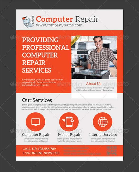 computer repair service flyer template