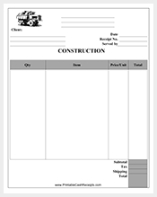 construction receipt template word free