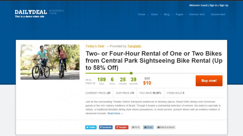Customizable WordPress Daily Deal Template