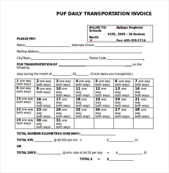 transportation invoice template free
 60  Microsoft Invoice Templates - PDF, DOC, Excel | Free 