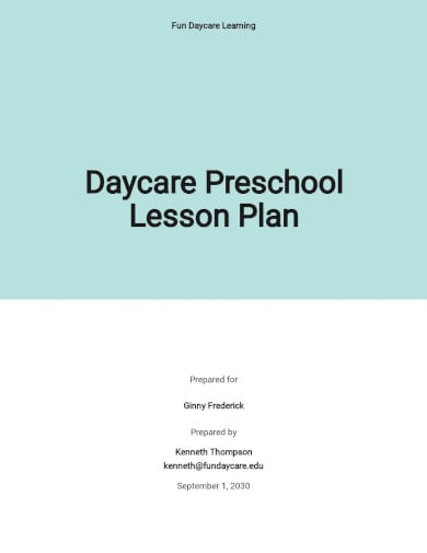 daycare preschool lesson plan template