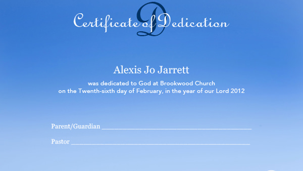 Baby Dedication Certificate Template 21 Free Word Pdf Documents Download Free Premium Templates