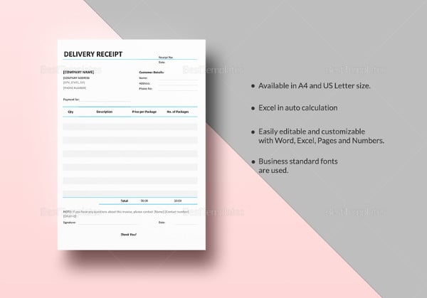 delivery receipt excel template