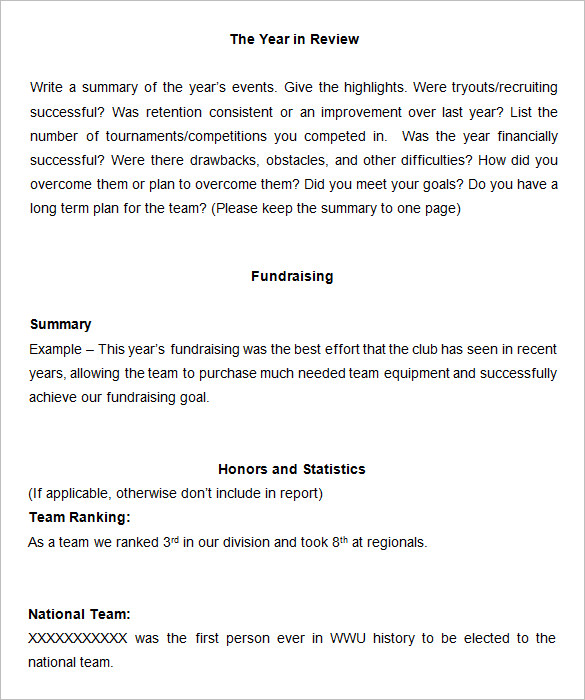 download end of year report template