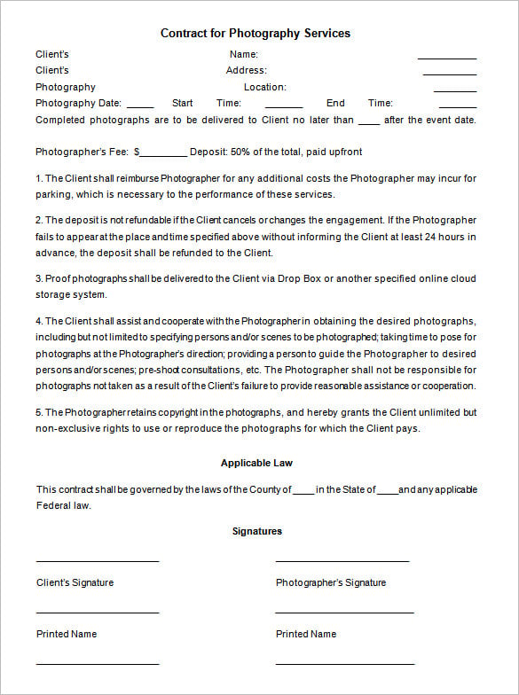 download photography event contract template