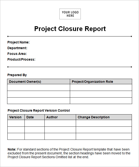 download project closure report template in word