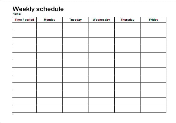 download weekly schedule template free