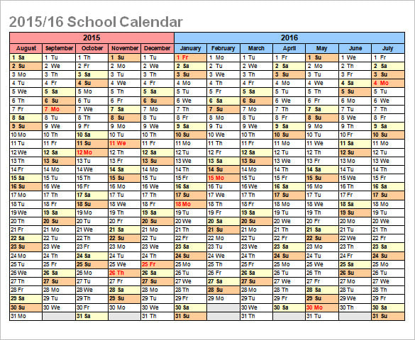 download school calendar 2015 16 template