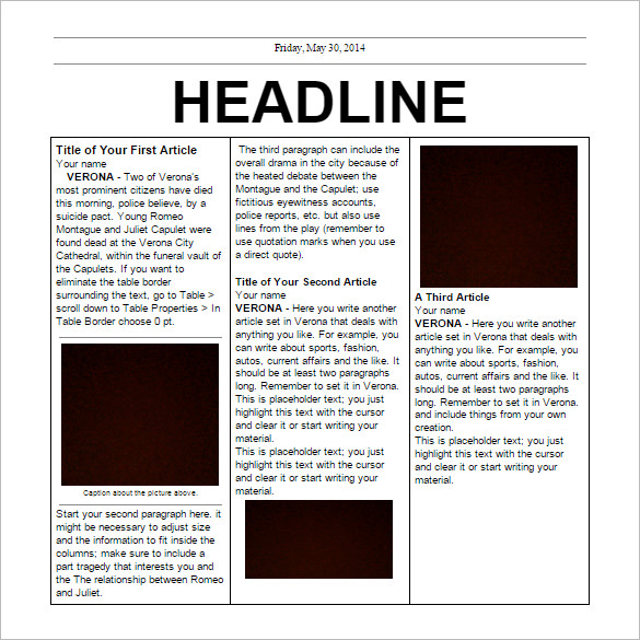 free illustrator newspaper template