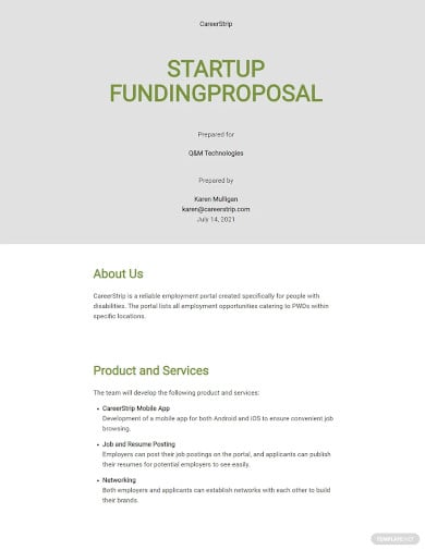 editable startup funding proposal template