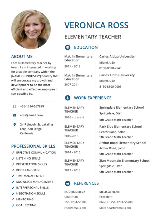 elementary-teacher-resume-template