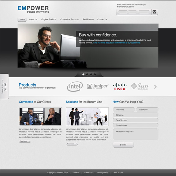 em power free psd website template