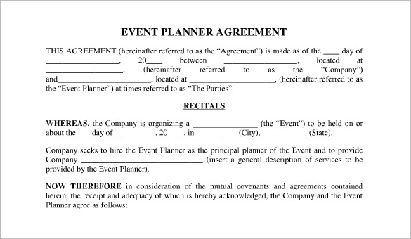 party planner contract sample