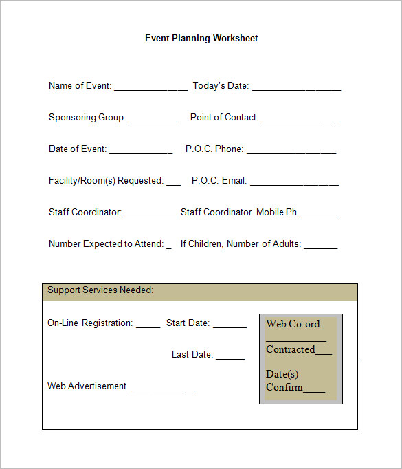 5 Event Planning Worksheet Templates Free Word Documents Download
