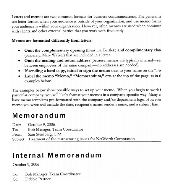 example accounting memo format