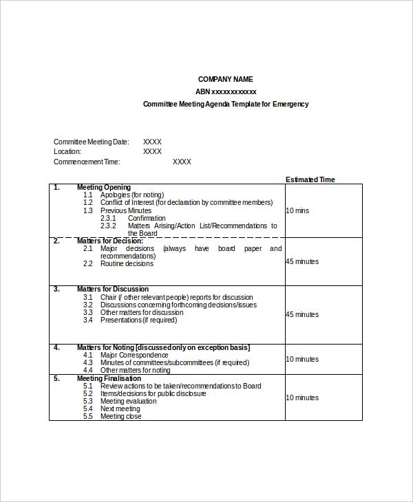 Committee Meeting Minutes Template