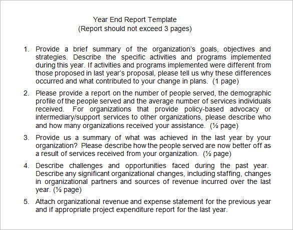 22 End Of Year Report Templates Free Sample Example Format Download 