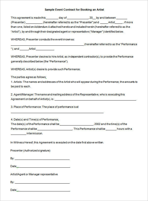 Event Contract Template – 14+ Free Word, Excel, PDF Documents Download