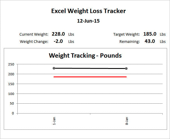 excel weight loss tracker example
