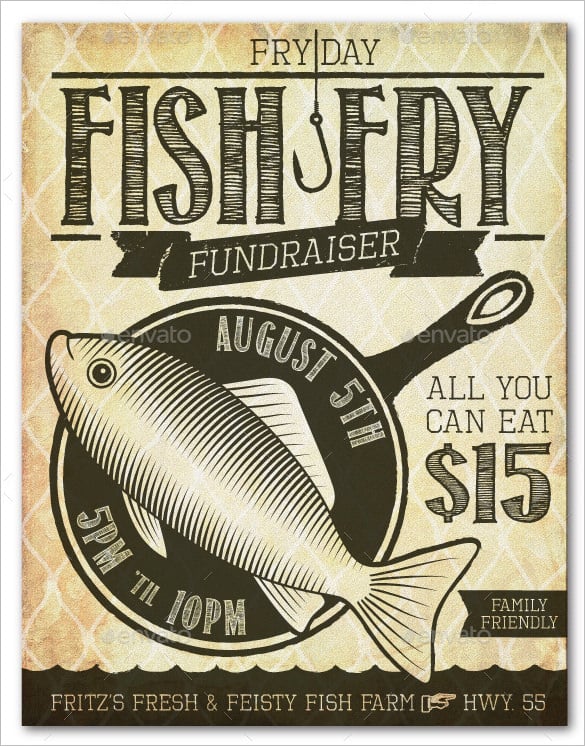 fish fry event fundraiser flyer template