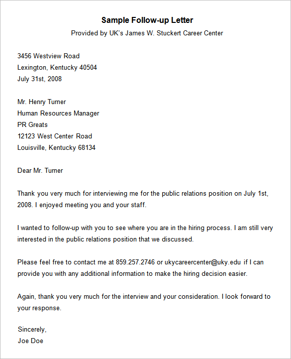 Writing A Follow Up Letter After An Interview from images.template.net