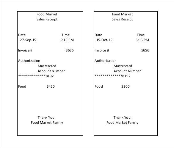 food market sales receipt