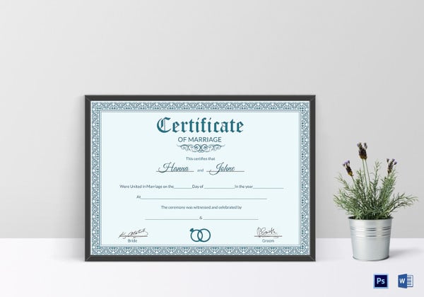 formal marriage certificate template
