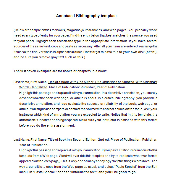 annotated bibliography template