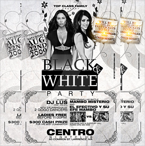free black and white party flyer template