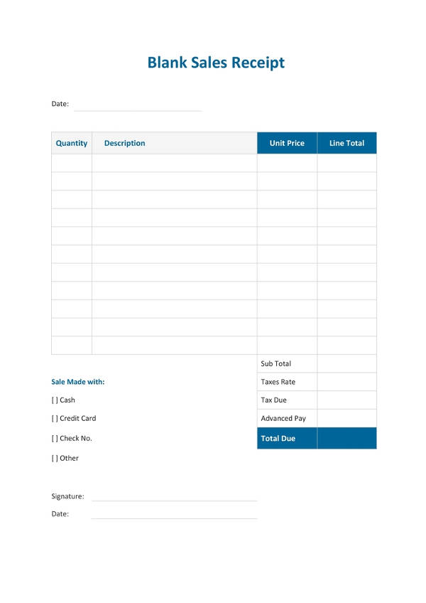 free blank sale receipt template