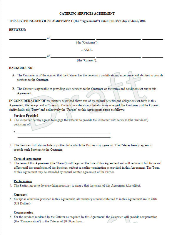 free catering service contract template