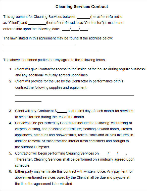 21+ Cleaning Contract Templates - Word, Pdf, Apple Pages, Google Docs