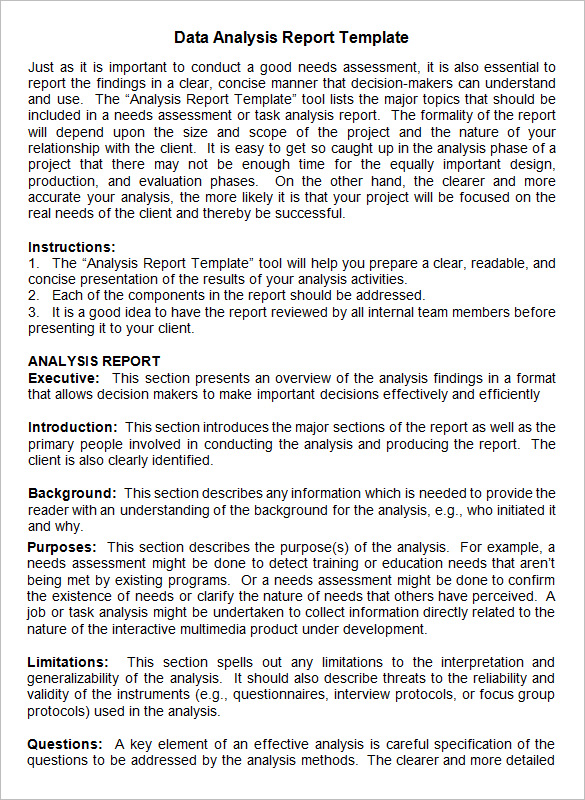 6 Data Analysis Report Templates PDF Word Pages