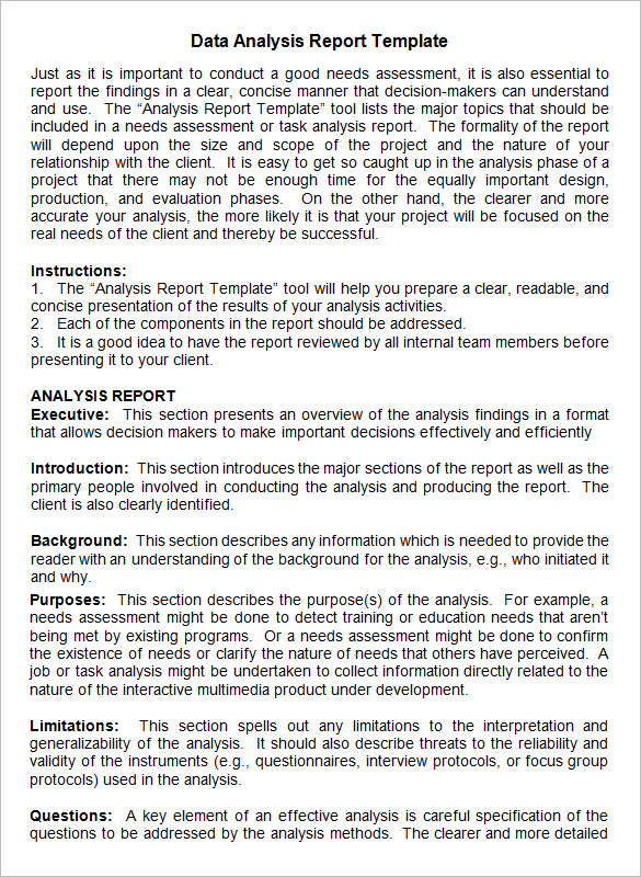 6+ Data Analysis Report Templates - PDF, Word, pages